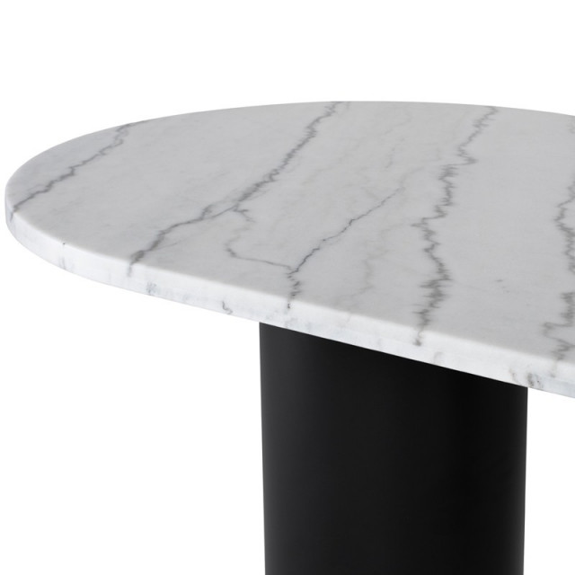 Ande Dining Table, White Marble Top Dining Table - Black Base 80 ...