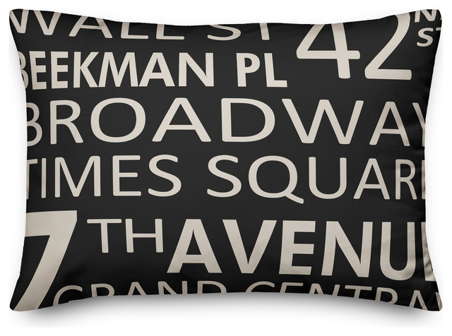 New York City Street Names Throw Pillow Contemporary