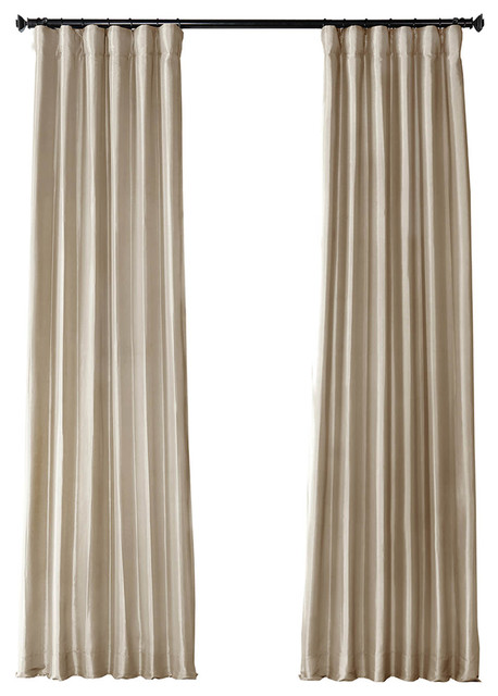 Antique Beige Fauxsilk Taffeta Curtain Single Panel Contemporary