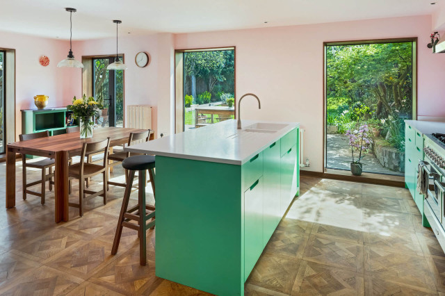 Granada Green Kitchen - Flat Panel eclectic-kitchen