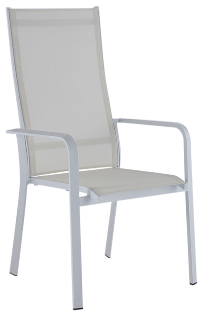 Contemporary Outdoor Dining Chairs, High Back Sling Patio Chair Cushions