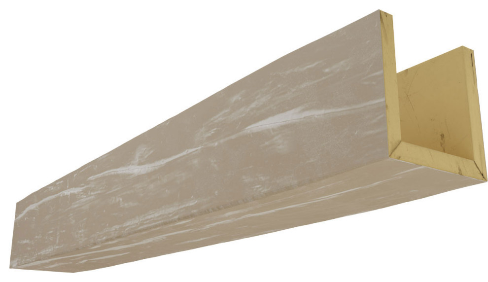 8"W x 10"H x 8'L 3-Sided Riverwood Faux Wood Beam, White Washed