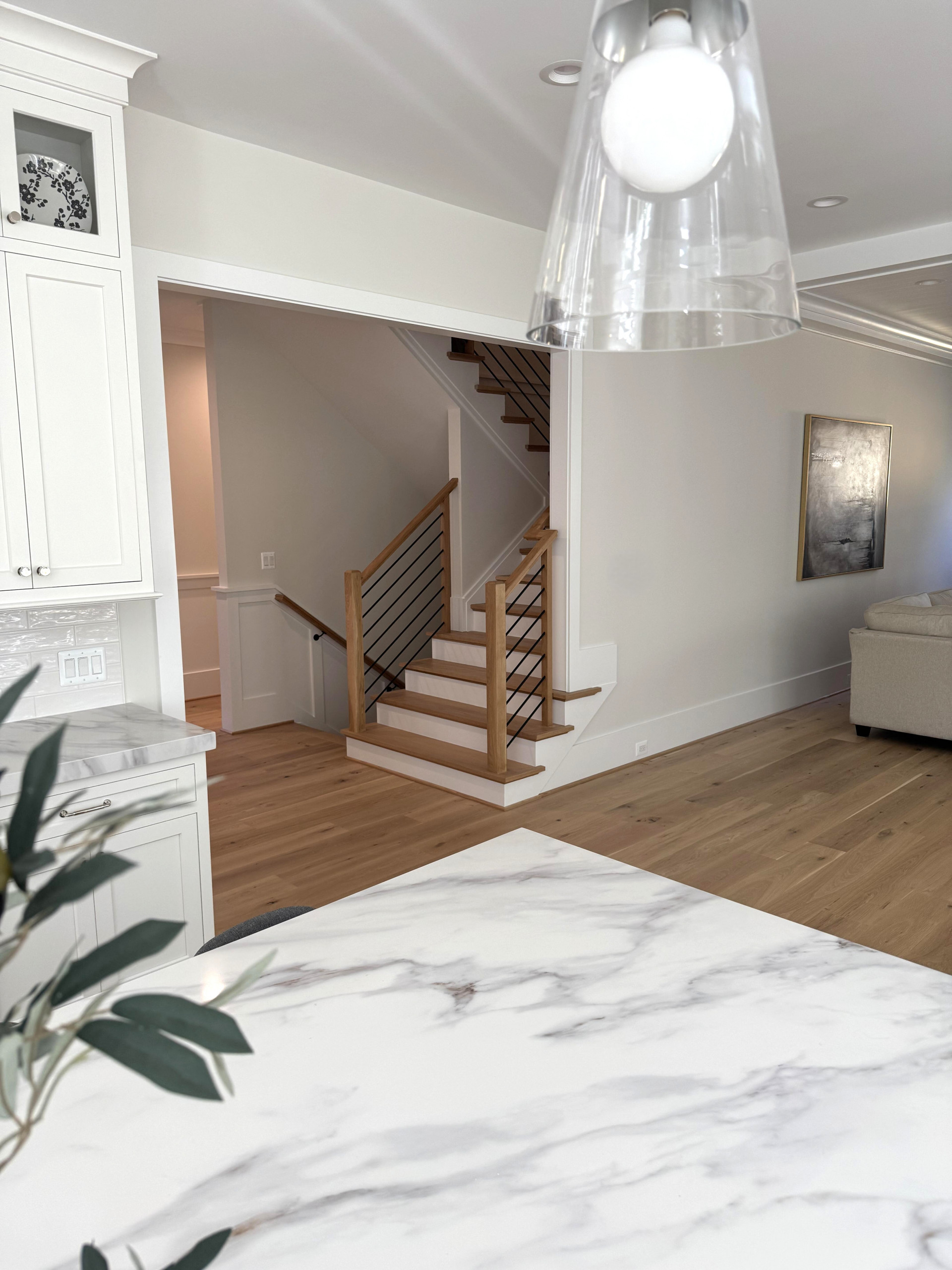 140_Modern White Oak Stair with Horizontal Bar Rail, Falls Church, VA 22043