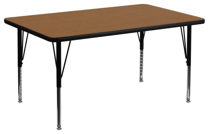 Flash Furniture 26" x 72" x 36" Thermal Fused Laminate Top Activity Table in Oak