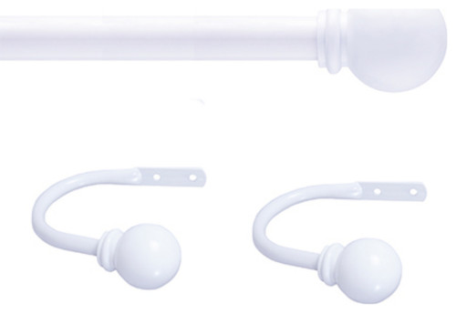 Kenney Chelsea 5/8 Decorative Curtain Rod & Holdback Set, White, 28-48