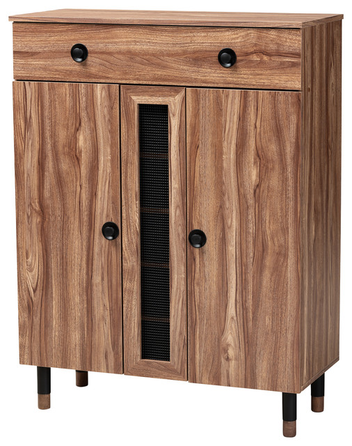 Haylee Contemporary 2 Door Wood Entryway Shoe Storage Cabinet With Drawer