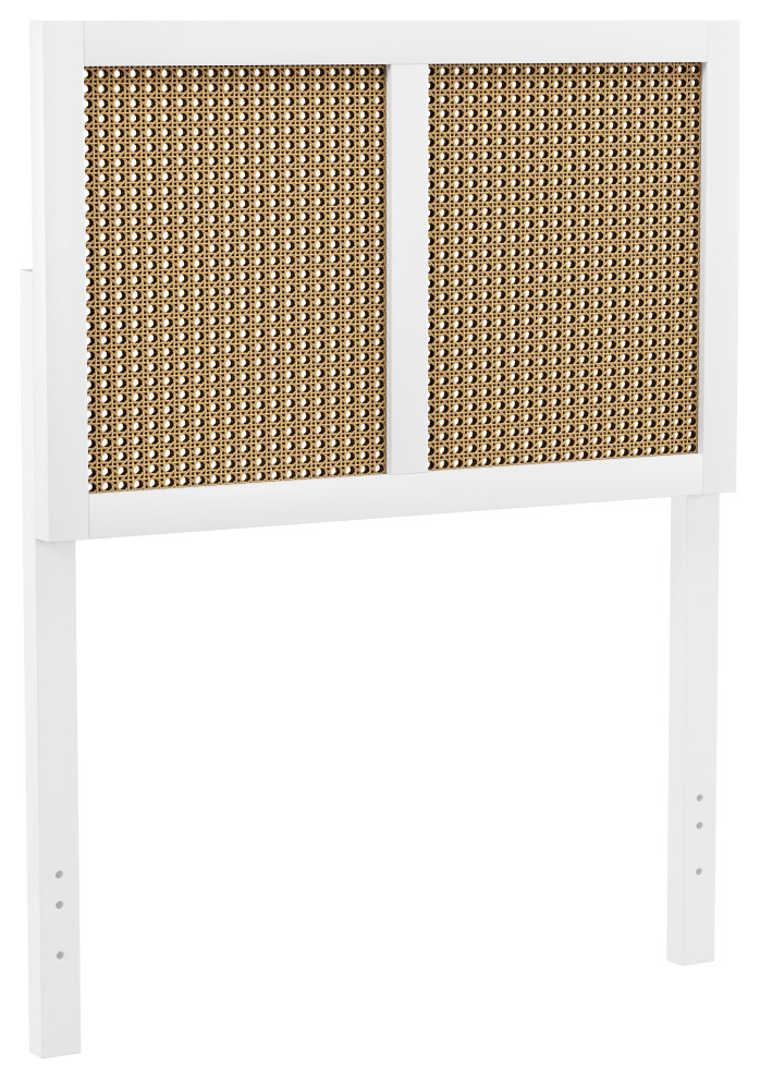 Hillsdale Serena Wood and Natural Cane Panel Twin Size Headboard, Twin