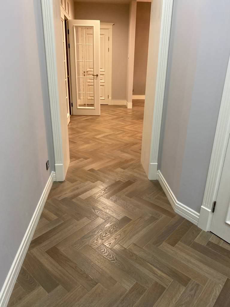 Паркет, укладка английской елкой, Казахстан, г. Кустанай