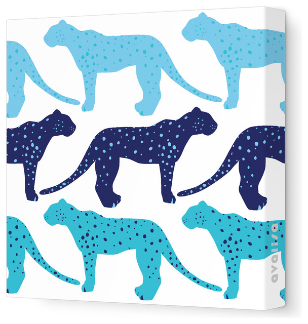 Animal - Cheetah Stretched Wall Art, 28cm x 28, Blue Hue
