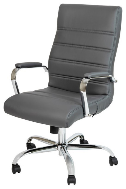 Flash Furniture Leather High Back Office Chair in Gray