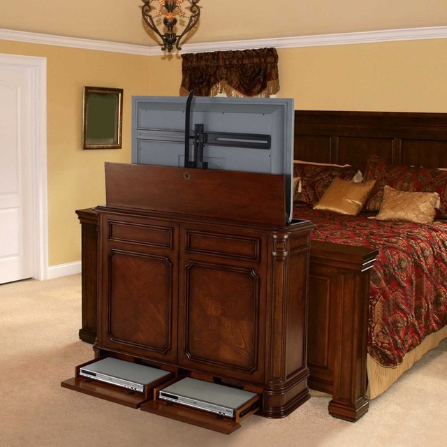 Tv Lift Cabinets In Homes Traditional Bedroom Miami By