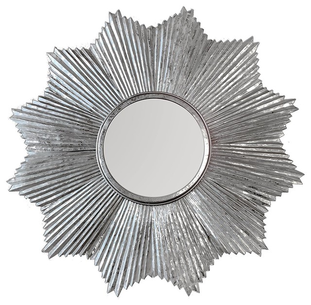 Decors 32 Starburst Wall Mirror In Antiqued Silver