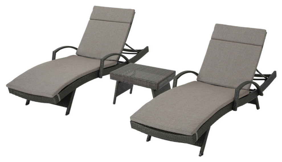 GDF Studio Lakeport Outdoor 3Piece Colored Adjustable Chaise Lounge
