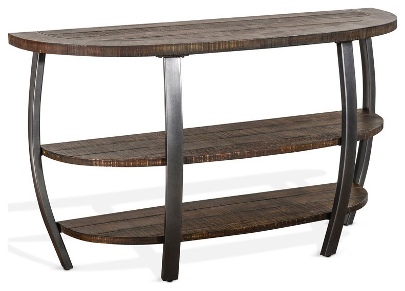 Sunny Designs Homestead 52" Mahogany Wood & Metal Sofa Table in Tobacco Leaf