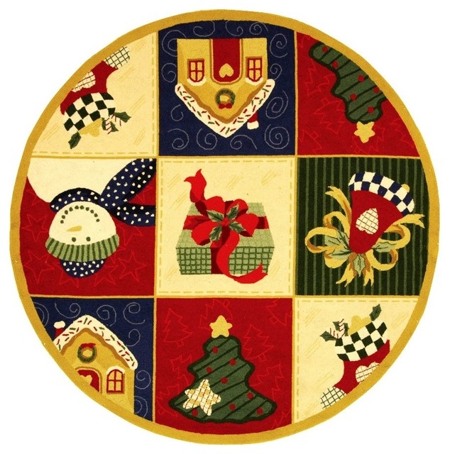 Round Wool Christmas Rug Area Rugs by ShopLadder