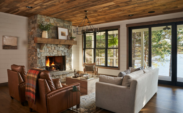 Clamshell Lake Cabin rustic-living-room