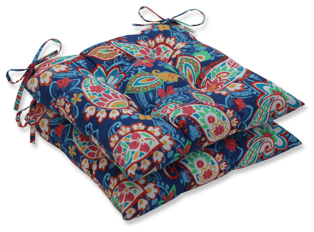 Outdoor Indoor Paisley Party Coral Wrought Iron Seat Cushion Set