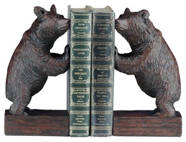 Bookends Standing Black Bear Rustic American Mountain Hand Painted OK