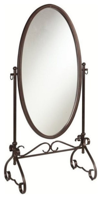 Bowery Hill Metal Cheval Mirror in Antique Brown