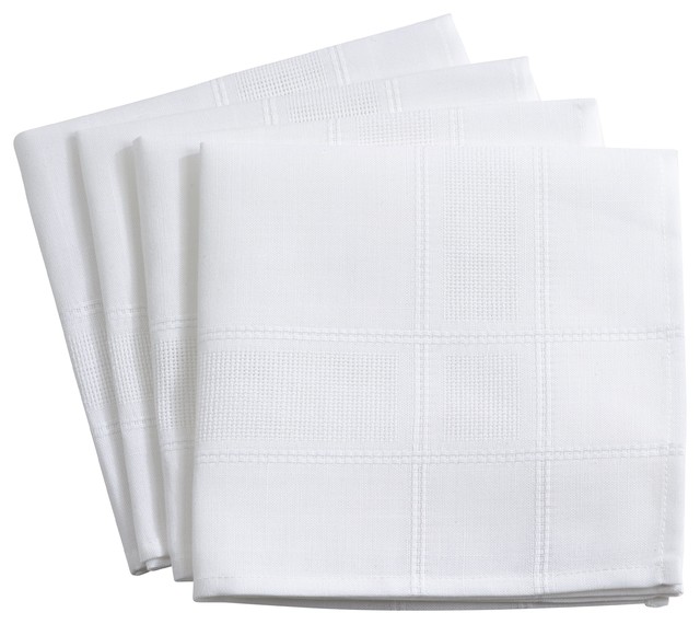 Holiday Drawn Work Thread Design Cloth Napkin 20" Square, White