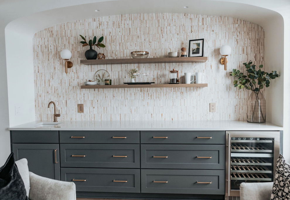 Example of a transitional home design design in New York