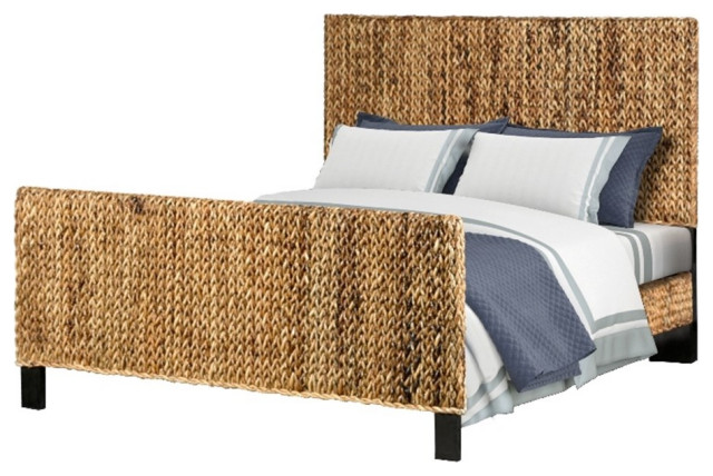 Sea Wind Florida Island Breeze Coastal Wood Queen Bed in Natural, Queen ...