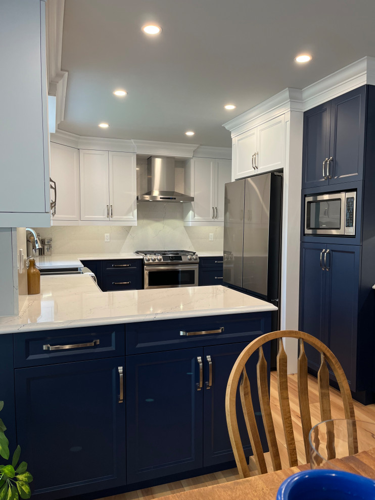 Example of a transitional kitchen design in Toronto