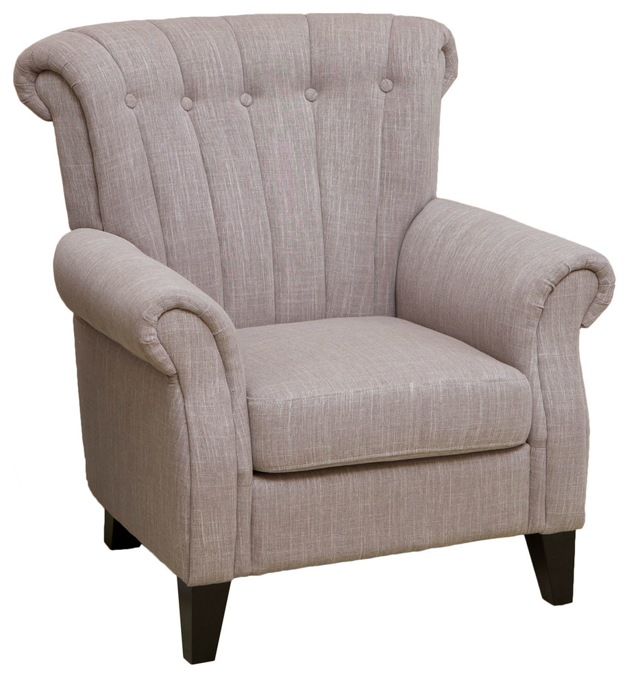 Haywood Channel-Backed Fabric Club Chair, Beige