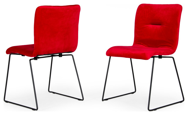 Modrest Yannis Modern Red Fabric Dining Chair Set Of 2 Contemporary Dining Chairs By Vig Furniture Inc