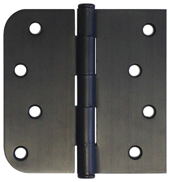 Dark Oil Rubbed Bronze Door Hinge 4" With Half Straight Half 5/8" Radius Traditional Hinges