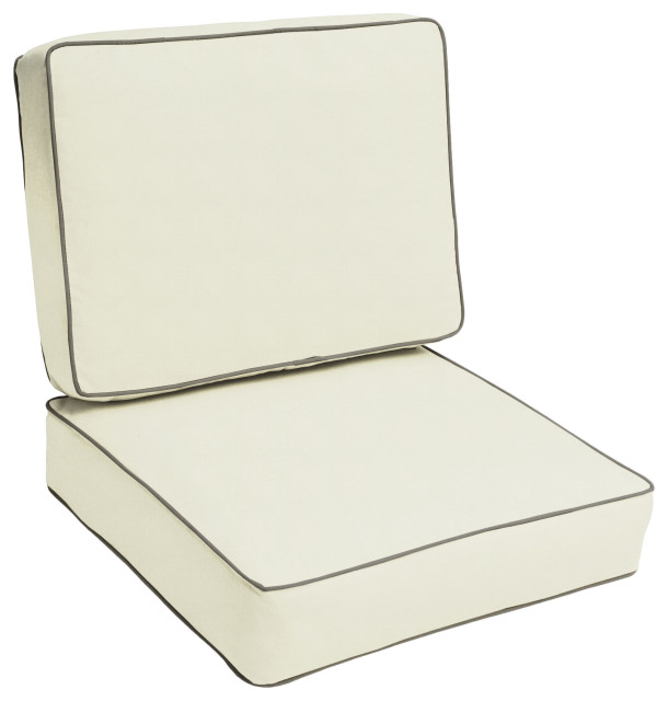 Sunbrella Canvas Natural Outdoor Corded Deep Seating Cushion Set, 23