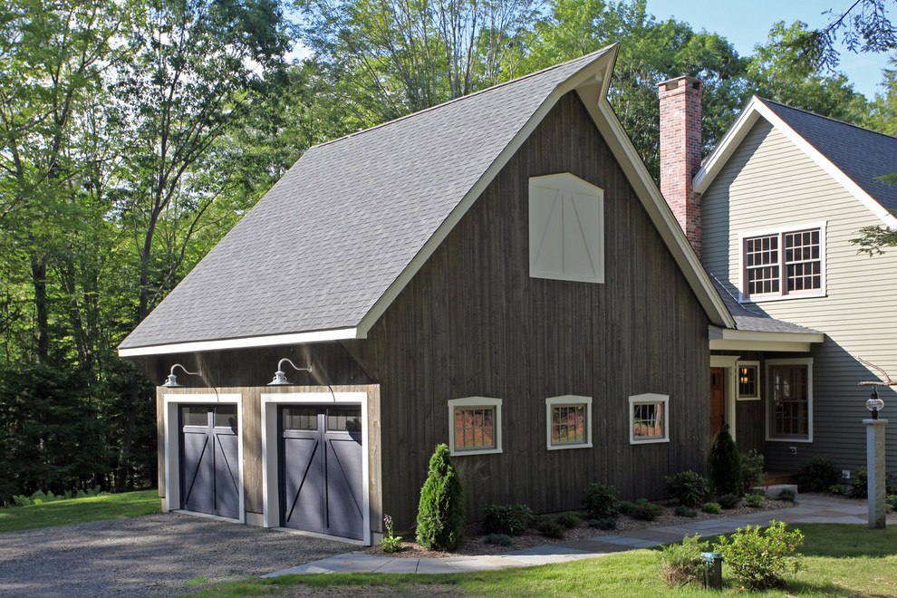 This is an example of a country attached two-car garage in New York.