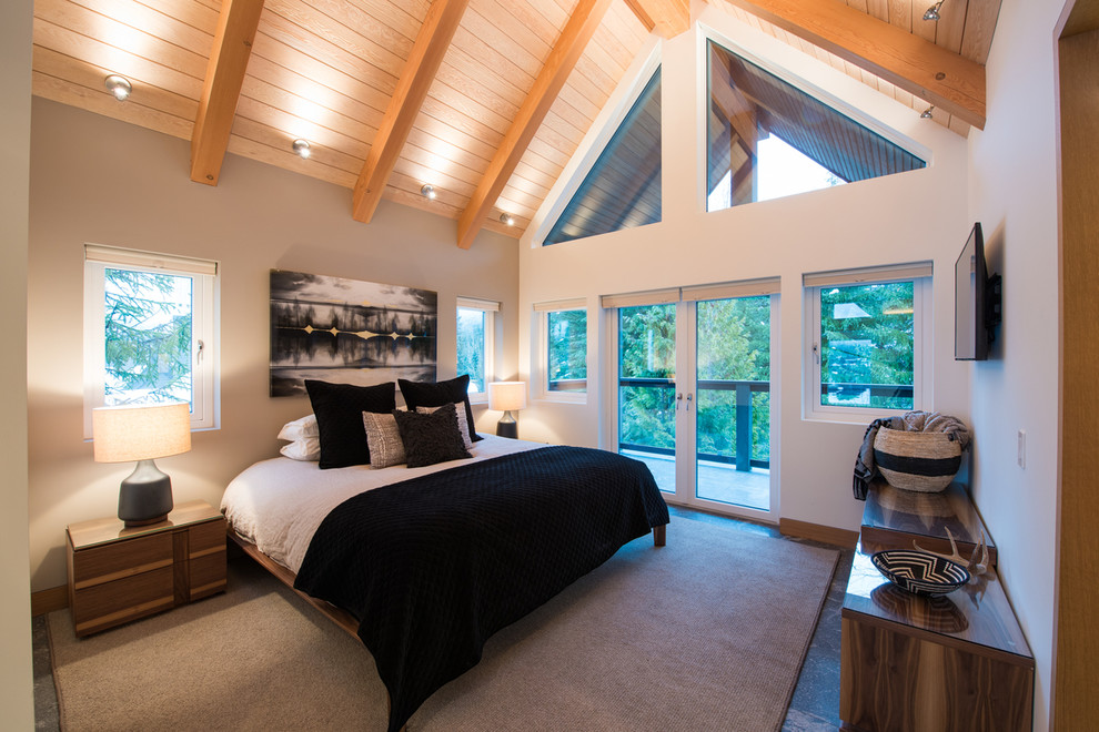 Bedroom - mid-sized modern master bedroom idea in Vancouver with gray walls