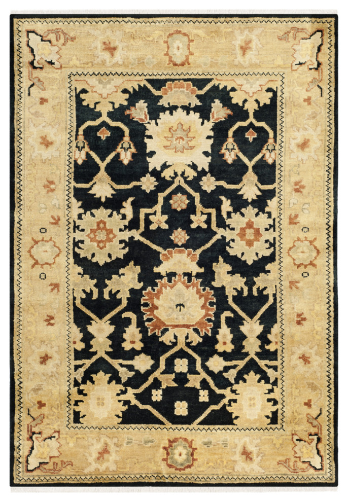 Safavieh Osh115d Oushak Black / Light Gold, 4' x 6' rectangle