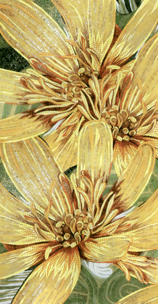 Колотое панно из мозаики - "Цветы-6"