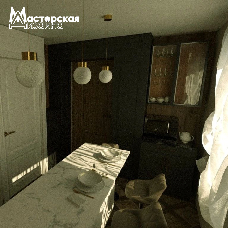 Проект кухонного пространства 9 кв.м