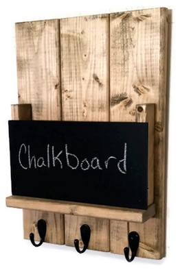Sydney Mail Organizer/Key Rack With Chalkboard, Golden Oak, Brushed Nickel