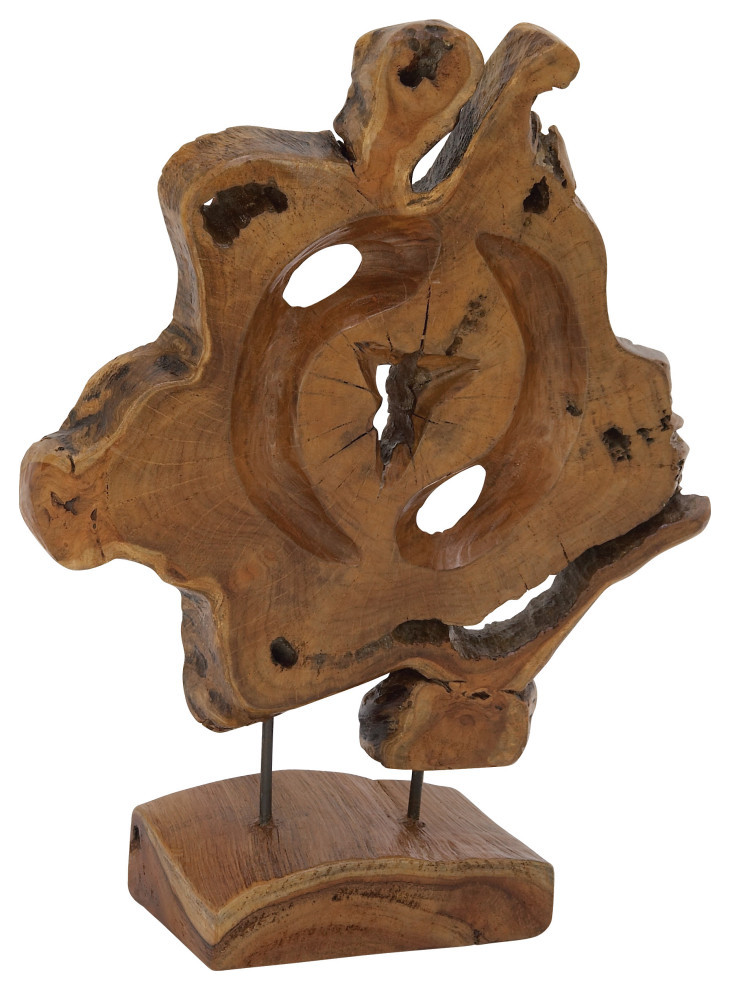 Contemporary Brown Teak Wood Sculpture 75566