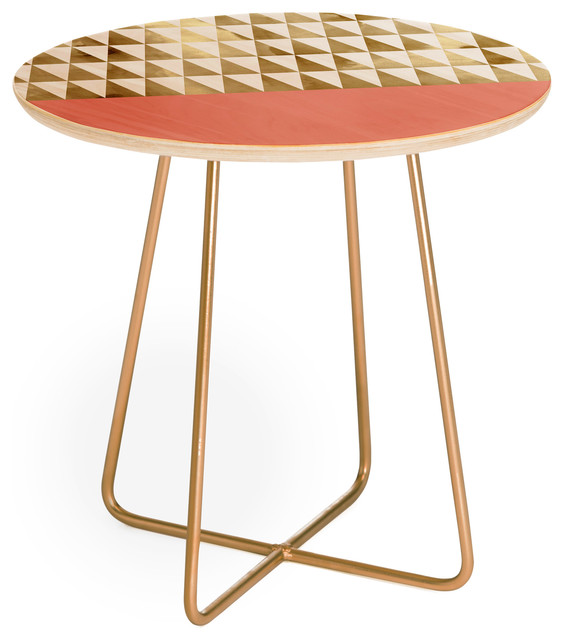 Paraschiv Gold Triangles Round Side Table Contemporary