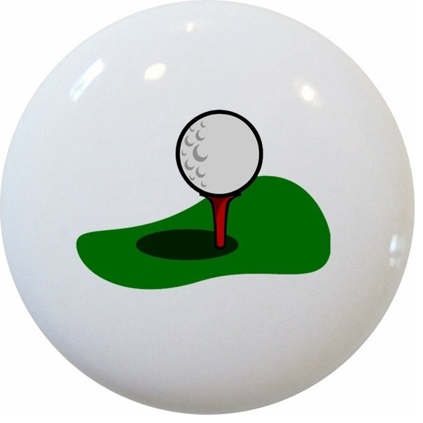 Golf Ball And Tee Ceramic Knob Contemporary Cabinet And Drawer