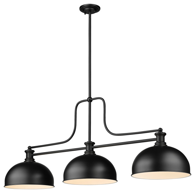 Melange 3 Light Billiard Lighting, Matte Black Traditional Pool