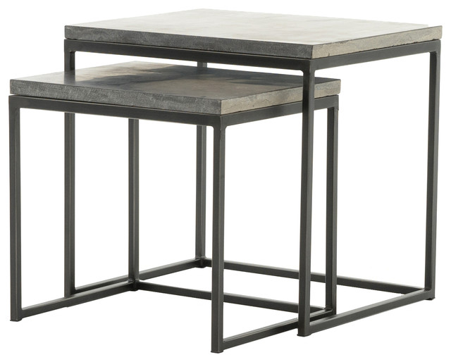 Hughes Harlow Nesting End Tables Industrial Coffee Table Sets by