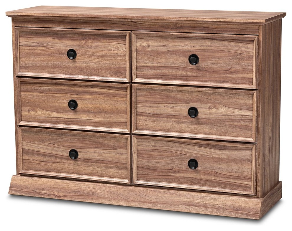 Baxton Studio Ryker Modern And Contemporary Oak Finished 6 Drawer