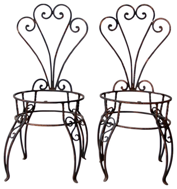Consigned, Vintage Metal Garden Chairs Pair Mediterranean Outdoor
