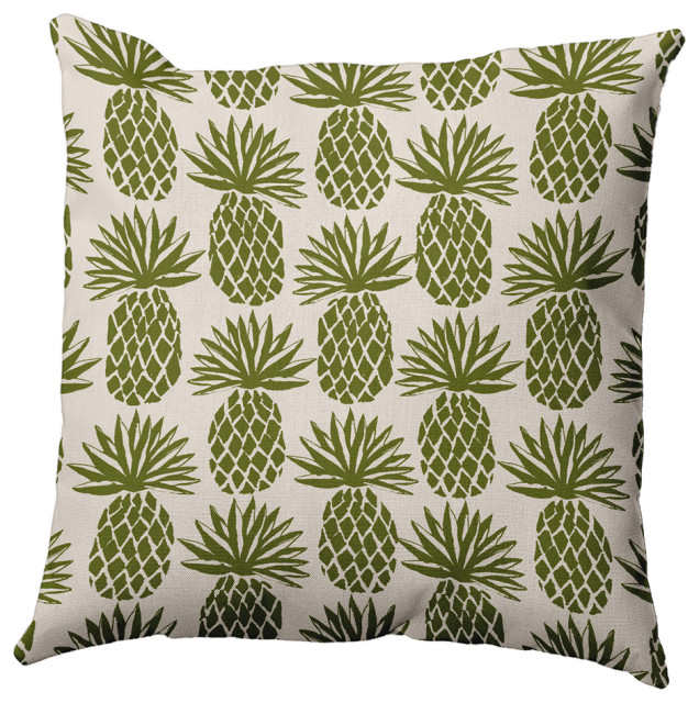 16" x 16" Pineapple Stripes Decorative Throw Pillow, Olive