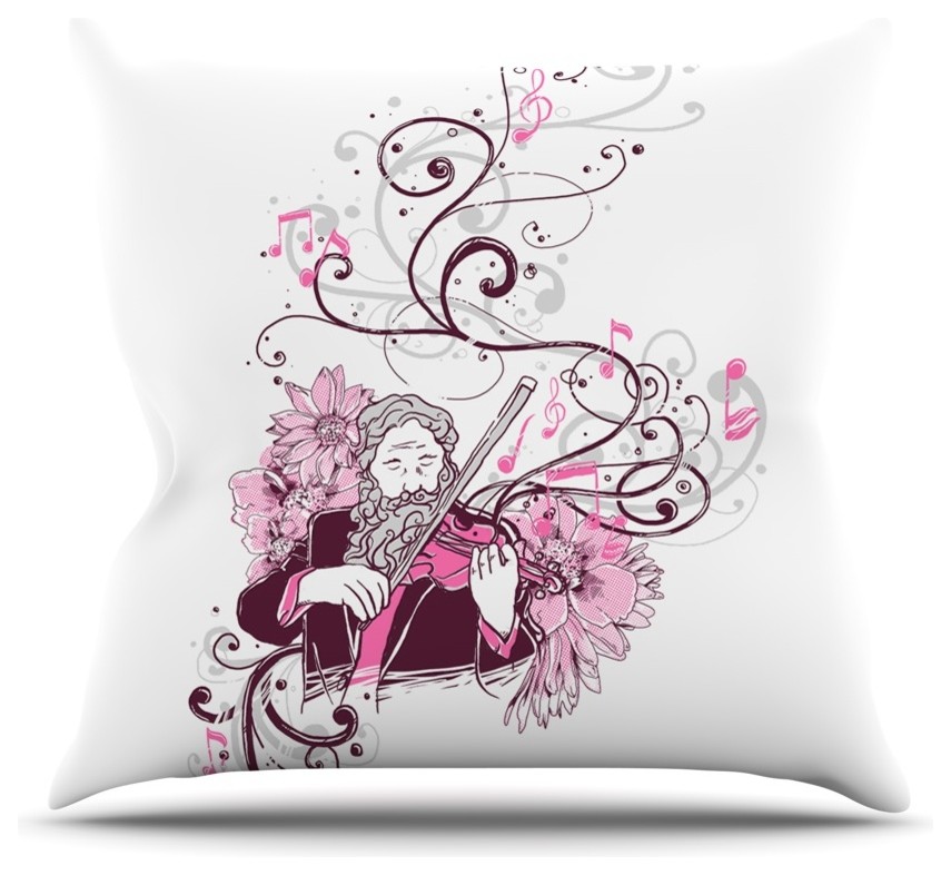 Tobe Fonseca "Violinist" White Pink Throw Pillow, Indoor, 16"x16"