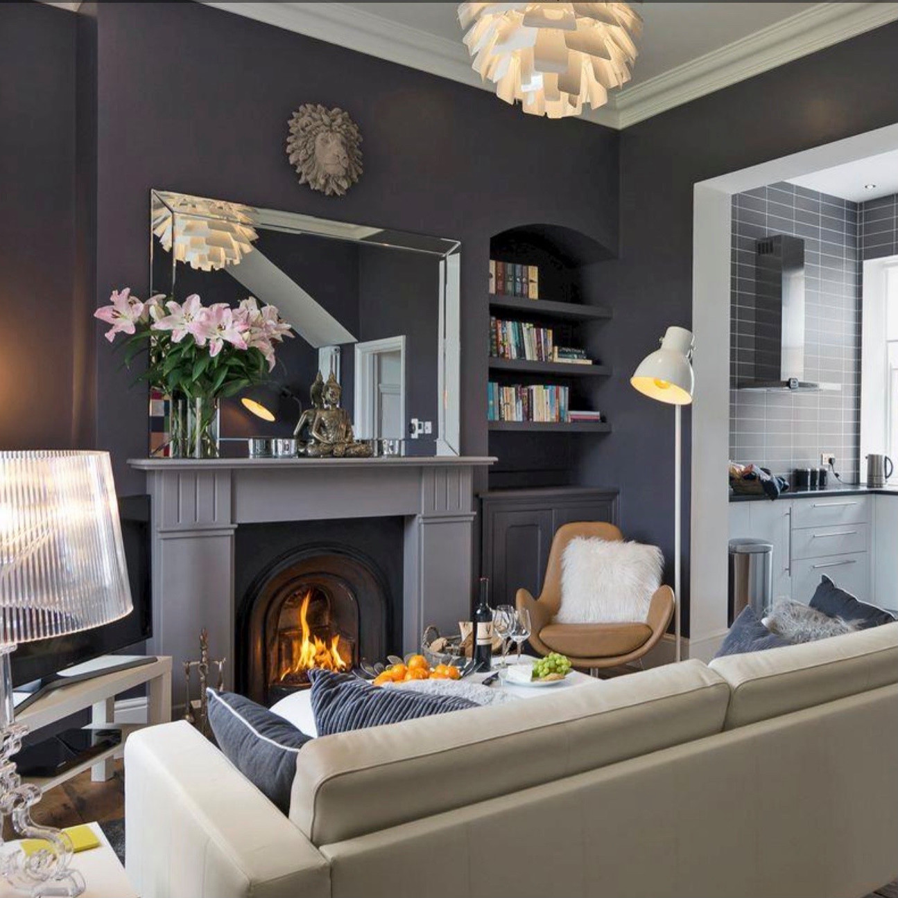 detail interior design styling victorian grey living room