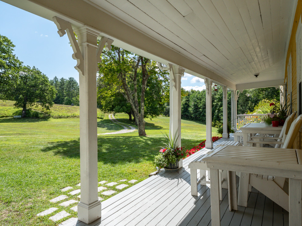 Expansive country backyard verandah in Portland Maine.