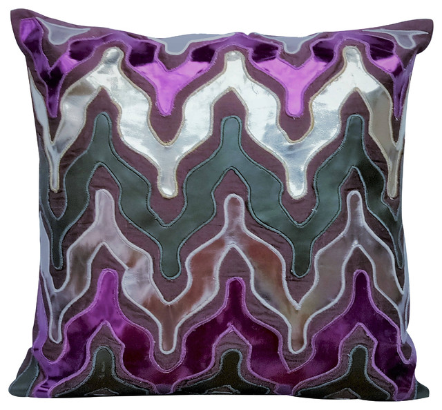 Purple Decorative Pillow Covers Faux, Faux Leather Toss Pillows