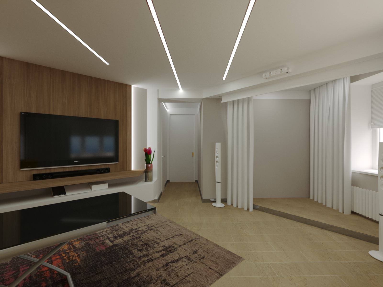 Четырехкомнатная квартира в современном стиле для творческой семьи.